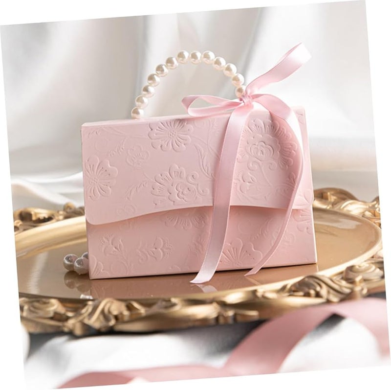 Creative Embossed Flower Wrapping Box with Pearl Chain Pink for Valentine Wedding Birthday Party Decor - Image 5